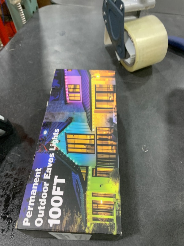 Photo 1 of YIBULAYIN 100FT Permanent Outdoor Lights Waterproof, Smart RGB Eaves Lights with App/Remote Control, DIY Scene Modes, LED Outdoor Lighting for Christmas Holidays Daily Party House Roof Lighting