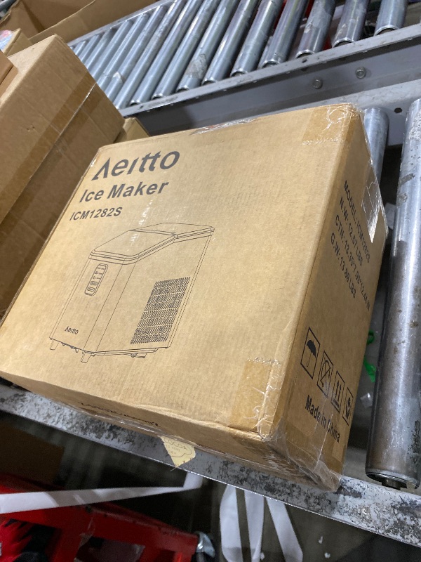 Photo 1 of Aeitto Ice Maker Countertop 26lbs/24H, Ice Machine 8 Ice Cubes Ready in 6 Mins, 2 Sizes of Bullet Ice Portable Ice Makers with Basket & Scoop, Auto Self-Cleaning for Home/Kitchen/Office Stainless
