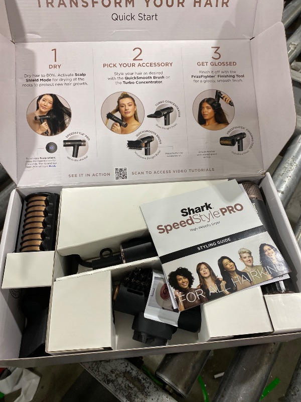 Photo 1 of Shark SpeedStyle Pro Professional Performance High-Velocity Hair Dryer System with Scalp Shield and IQ Speed Styling & Drying Suite, Straight and Wavy Hair, Lightweight, Ionic, No Heat Damage, HD731