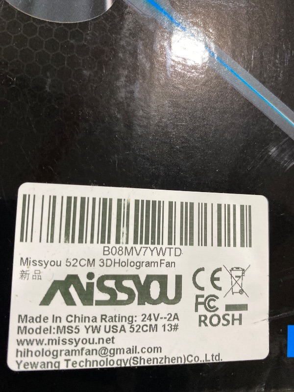 Photo 1 of **DAMAGED** 3Dhologramfan, 52cm 3Dhologramfan Projector HD LED Holographic Christmas Tree Advertising Display with Remote Bluetooth WiFi,1500 Video Library for Business,Bar,Halloween Missyou 20.5 Inch