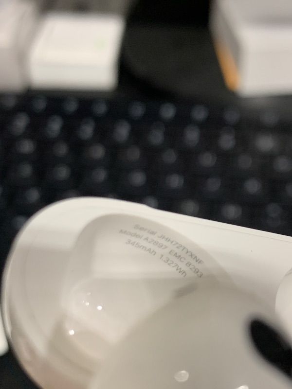 Photo 1 of major damage-------------------Apple AirPods (3rd Generation) Wireless Ear Buds, Bluetooth Headphones, Personalized Spatial Audio, Sweat and Water Resistant, Lightning Charging Case Included, Up to 30 Hours of Battery Life