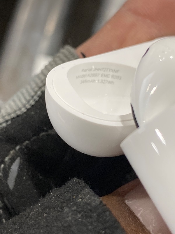Photo 1 of major damage-------------------Apple AirPods (3rd Generation) Wireless Ear Buds, Bluetooth Headphones, Personalized Spatial Audio, Sweat and Water Resistant, Lightning Charging Case Included, Up to 30 Hours of Battery Life