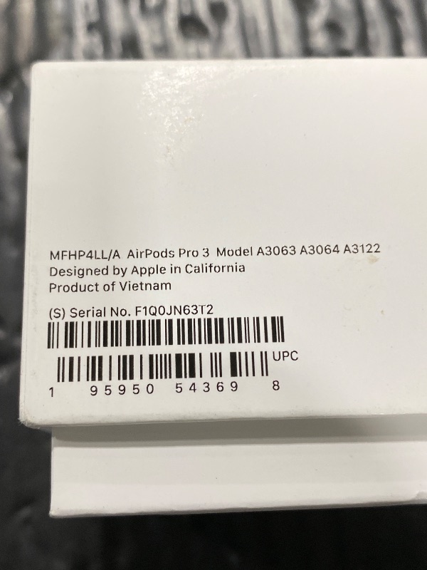 Photo 1 of Apple AirPods Pro 3 Wireless Earbuds, Active Noise Cancellation, Live Translation, Heart Rate Sensing,Hearing Aid Feature,Bluetooth Headphones,Spatial Audio, High-Fidelity Sound, USB-C Charging, White