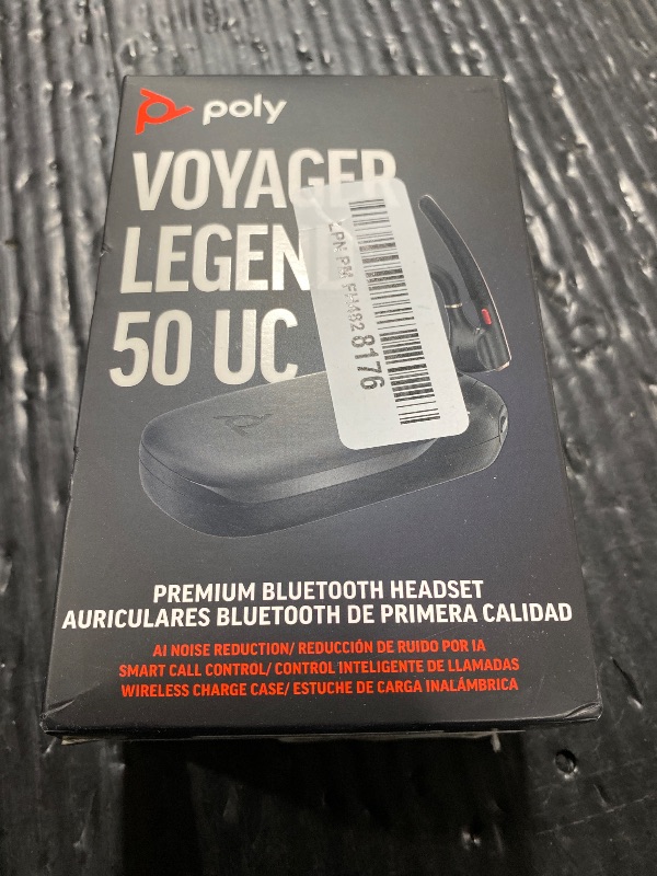 Photo 1 of Poly Voyager Legend 50 UC Bluetooth Headset with Charging Case - 4 Noise-Canceling Mics, AI NoiseBlockAI & WindSmart Tech - Bluetooth Headphones with Mic, Smart Call Controls, All-Day Comfort