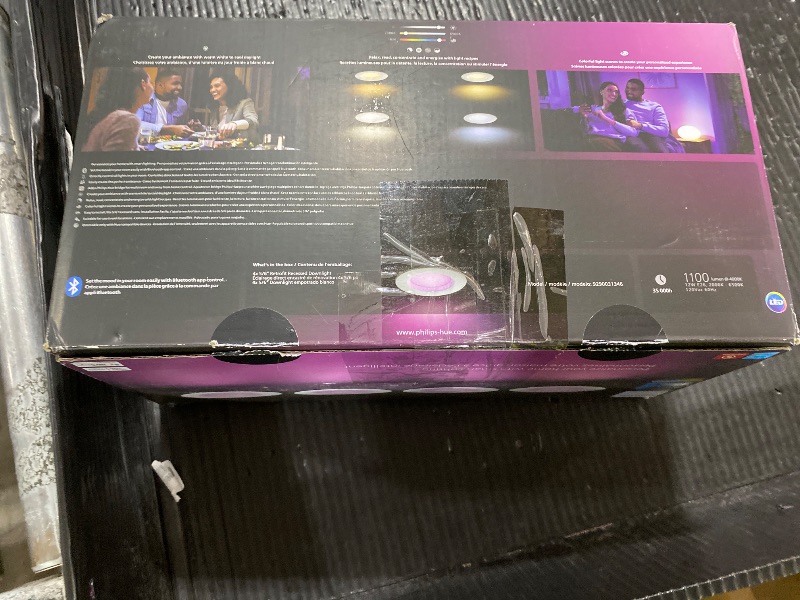 Photo 1 of Philips Hue Smart Recessed 5/6 Inch LED Downlight 4 Pack, White and Color Ambiance Color-Changing Light, 1100LM, Control with Hue App, Works with Alexa, Google Assistant and Apple HomeKit