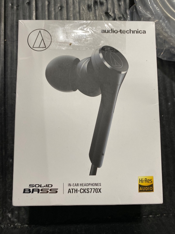 Photo 1 of Audio Technica Solid BASS in-Ear Earphones, Wired, Deep Bass, Supports High Resolution Sound Sources, Black ATH-CKS770X BK