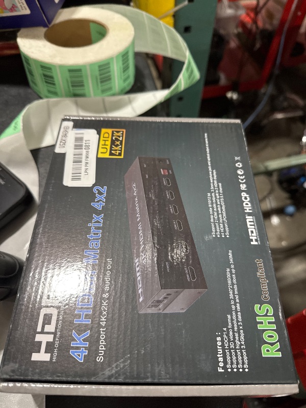 Photo 1 of FERRISA 4x2 HDMI Matrix Switch, 4 in 2 Out Matrix HDMI Video Switcher Splitter +Optical & L/R Audio Output,Support Ultra HD 4K, 3D 1080P, Audio EDID Extractor with IR Remote Control