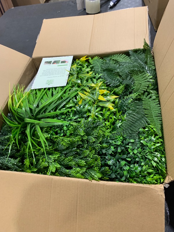 Photo 1 of FOSZMAC Artificial Plant Wall Panels, 40"x 40" Greenery Boxwood Panels with UV Protection, Faux Grass Ivy Privacy Screen Fence, Grass Wall Backdrop for Indoor Outdoor Garden Backyard Decor