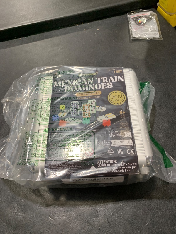 Photo 1 of Queensell Mexican Train Dominoes Set Double 15 for Adults and Family, Mexican Train Double 15 Dominoes Set Colored Dot - 136 Tiles, 9 Trains, Wooden Hub, Aluminum Case (Double 15)