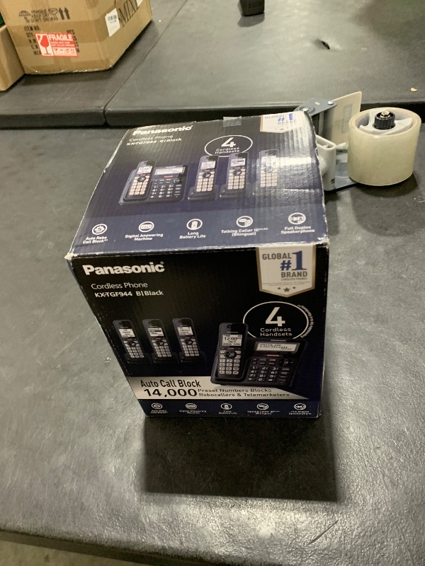 Photo 1 of Panasonic Cordless Phone with Advanced Call Block, Link2Cell Bluetooth, One-Ring Scam Alert, and 2-Way Recording, Answering Machine, 4 Handsets - KX-TGF944B (Black)