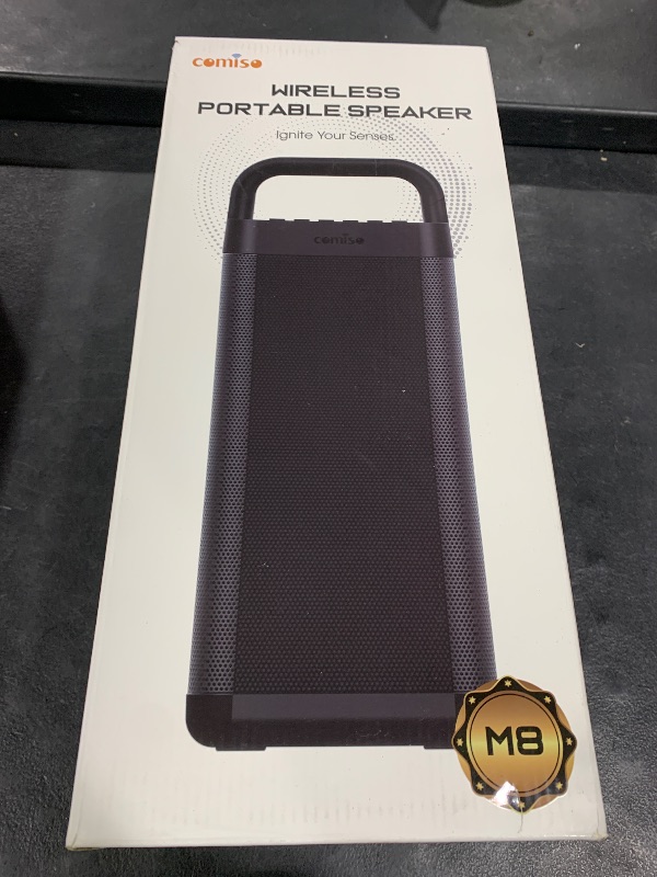 Photo 1 of COMISO Portable Bluetooth Speaker with Deep Bass,150W Peak, IPX6 Waterproof Outdoor Speaker with 12H Playtime,Power Bank Function, Party Speaker with USB/AUX/Mic Inputs, Speakers for Home,Beach&Travel