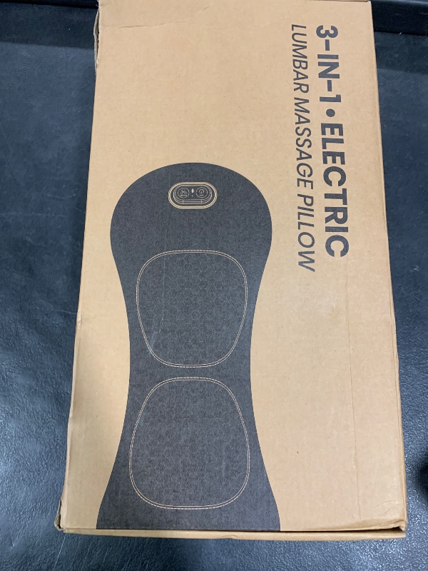 Photo 1 of Triple Fusion Back Massager with Stretching, Vibration and Heat, 3-in-1 Electric Lumbar Pillow for Lower Back Tension Relief, Deep Tissue Relaxation Massage for Home, Office, Bed, Sofa, and Car Use