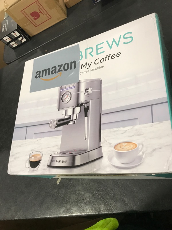 Photo 1 of CASABREWS CM5418 Espresso Machine 20 Bar, Compact Espresso Maker with Steam Milk Frother, Stainless Steel Coffee Machine with 34oz Removable Water Tank for Cappuccino, Gift for Women or Men, Silver