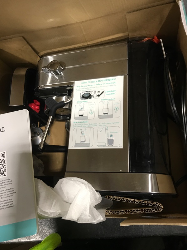 Photo 1 of CASABREWS CM5418 Espresso Machine 20 Bar, Compact Espresso Maker with Steam Milk Frother, Stainless Steel Coffee Machine with 34oz Removable Water Tank for Cappuccino, Gift for Women or Men, Silver