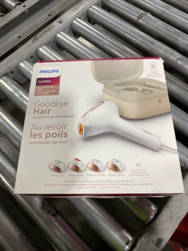 Photo 1 of Philips Lumea 9000 Series IPL Hair Removal Device, Visible Permanent Laser Hair Reduction Done at Home, for Women & Men, SenseIQ Technology, 4 Attachments for Body, Face, Bikini & Underarms, BRI984/03