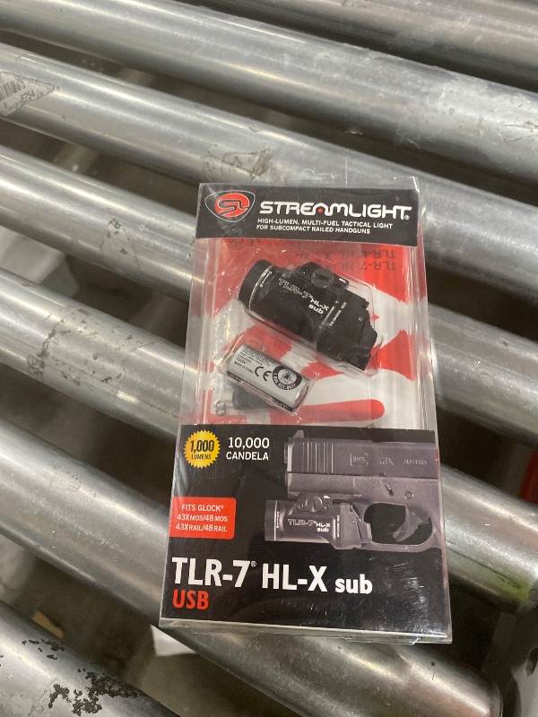 Photo 1 of Streamlight 69503 TLR-7 HL-X sub USB 1000-Lumen 10000-Candela Rechargeable Rail-Mounted Weapon Light Exclusively for Glock 43X/48 MOS, 43X/48 Rail, Includes Switches and Key Kit, Black