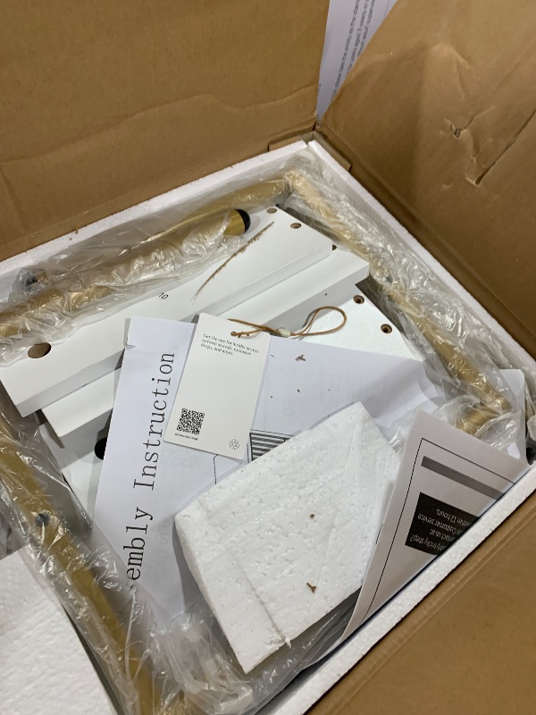 Photo 1 of Masupu Nightstand,Mid-Century Modern Bedside Table with 2 Storage Drawer,Small Gold Frame Side End Table for Bedroom,Living Room, White