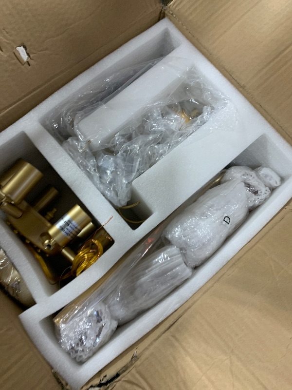 Photo 1 of Q&S Modern Gold Crystal Chandelier Amber Crystal Pendant Light 6 Lights for Bedroom Dining Room Entryway Hallway Office Bathroom UL Listed