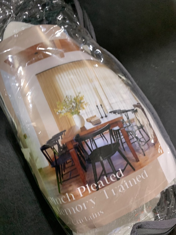 Photo 1 of (unknown dimensions) Linen Curtains 60 Inch Width Pinch Pleated 90 Inch Length for Living Room Bedroom Ivory Off White Semi Sheer Back Tab Hooks Rings Pinch Pleat Curtains for Patio Glass Door 1 Panel