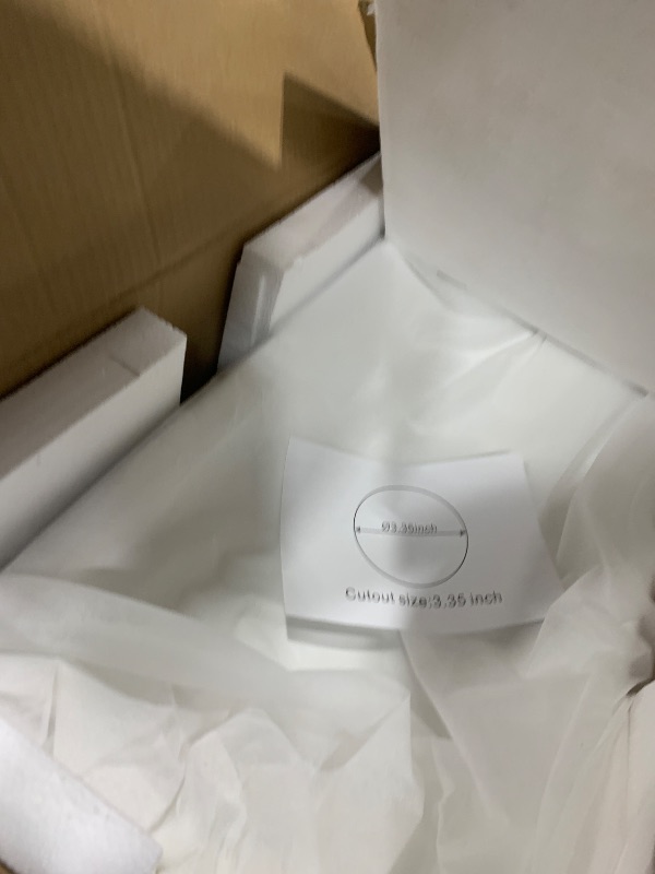 Photo 1 of Lordear Vessel Sink Bathroom Semi Recessed Sink 19 x 12 Inch Rectangular White Ceramic Vessel Sink Modern Vanity Sink Bath Wash Sinks Bowl Above Counter Basin