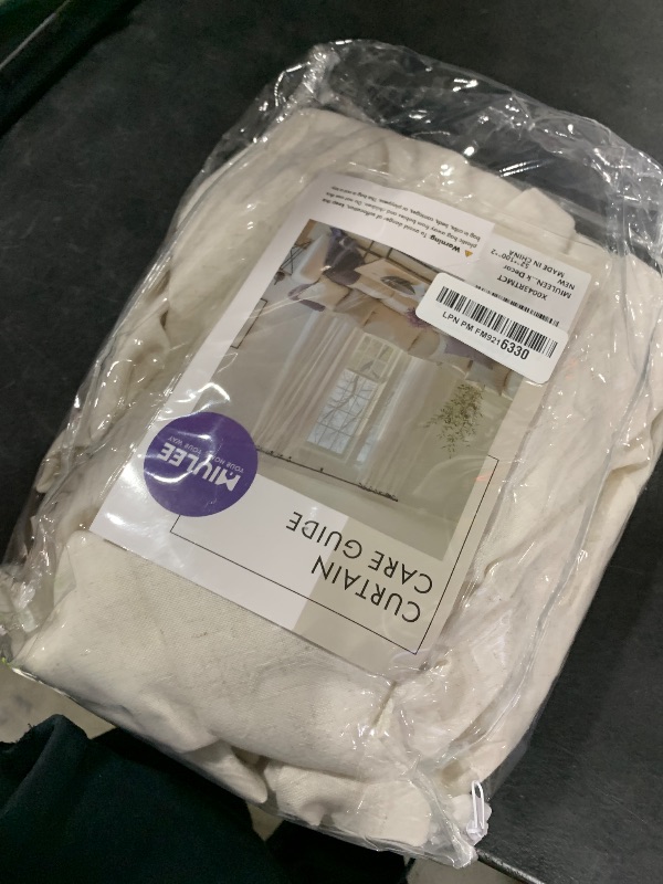 Photo 1 of MIULEE Natural White Linen Curtains 100 Inch Length 2 Panels for Bedroom Living Room, Soft Thick Linen Textured Window Drapes Semi Sheer Light Filtering Back Tab Rod Pocket Burlap Look Decor