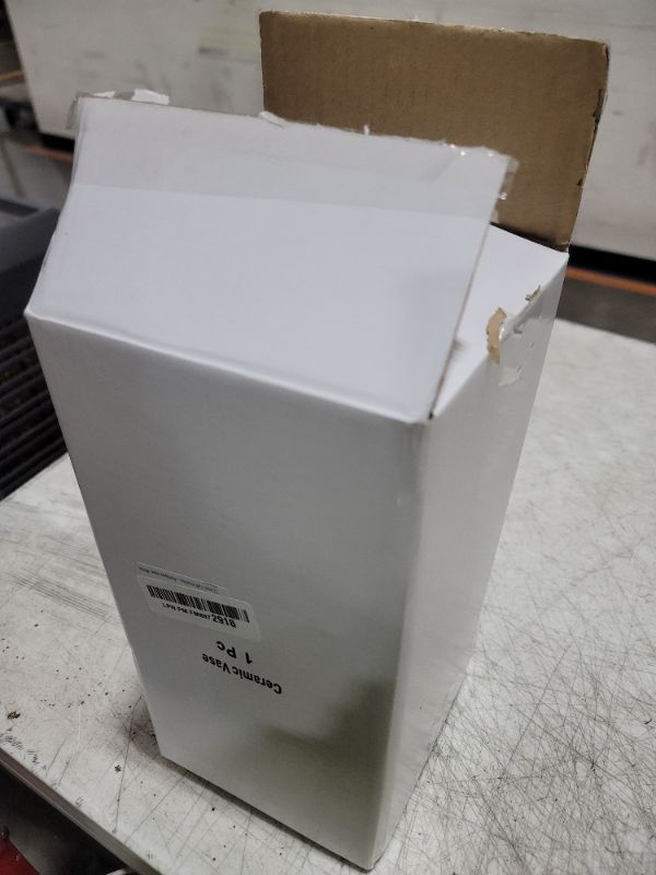 Photo 1 of 12 Inch Tall Premium Quality Ceramic Vase | Flower Vase for Home Decor | Farmhouse Decor, Desk Decor, Modern Decor, Aesthetic Room Decor, White Vase for Bohemian Decor, Pampas Vase, White