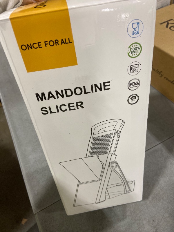 Photo 1 of ONCE FOR ALL Upgrade Safe Mandoline Slicer Plus, Biger Size, Adjustable Vegetable Food Chopper Potato Fries Cutter, Detachable Blade, Kitchen Chopping Artifact, Gift (SkyBlue)