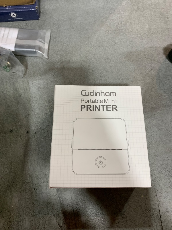 Photo 1 of cudinham Print Pods Mini Printer, Thermal Inkless Sticker Maker with 10 Rolls Printing Paper, Pocket Printpod for Phone, Impresora Portátil for Notes, DIY, Compatible with iOS & Android (White)