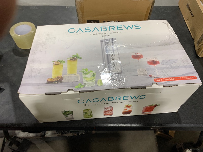 Photo 1 of CASABREWS EDGE Soda Streaming Machine, Stainless Steel Sparkling Water Maker with Dual Safety Valves, BPA Free Bottle Soda Maker Carbonates Water, Wine, Juice, Uses 60L CO2 Carbonators (NOT Included).