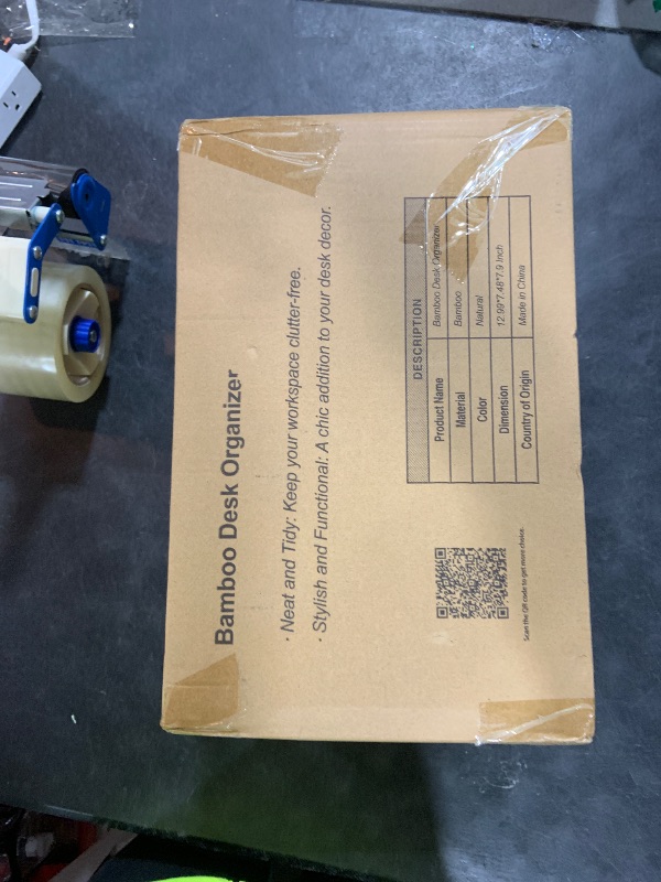 Photo 1 of **DAMAGED** Wisuce Bamboo Desk Organizer, Mini Desktop Drawer Tabletop Storage Organization Box for Office Home Toiletries Supplies Vanity, No Assembly Required (3 Drawer with Shelf)