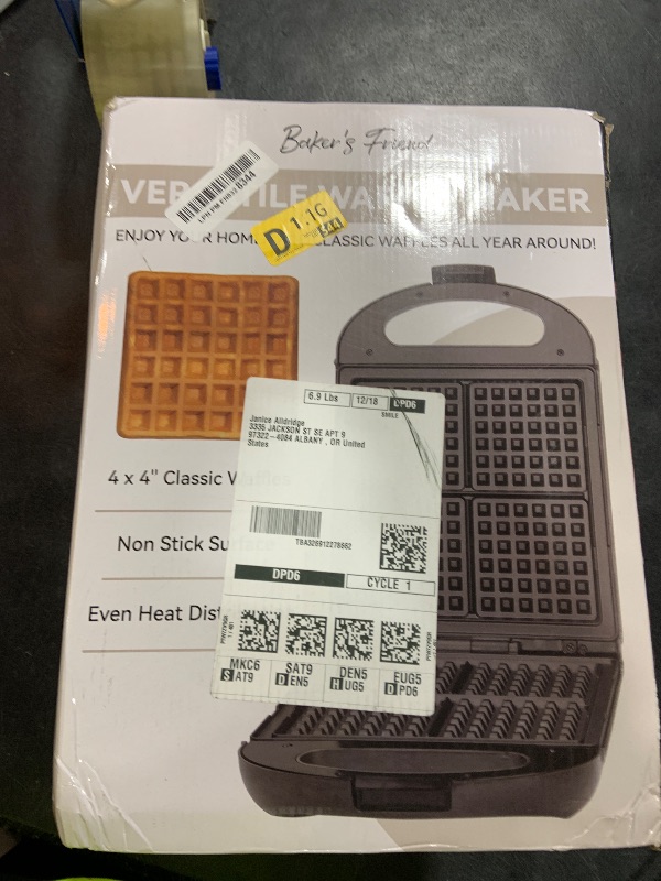 Photo 1 of Baker's Friend Multi Shapes Waffle Iron, A Combo of Mini Waffle Maker, American Classic Waffle Maker, Belgian Waffle Machine Thick & Chaffle Maker, Waflera Electrica, With 2 Silicone Molds, Graphite