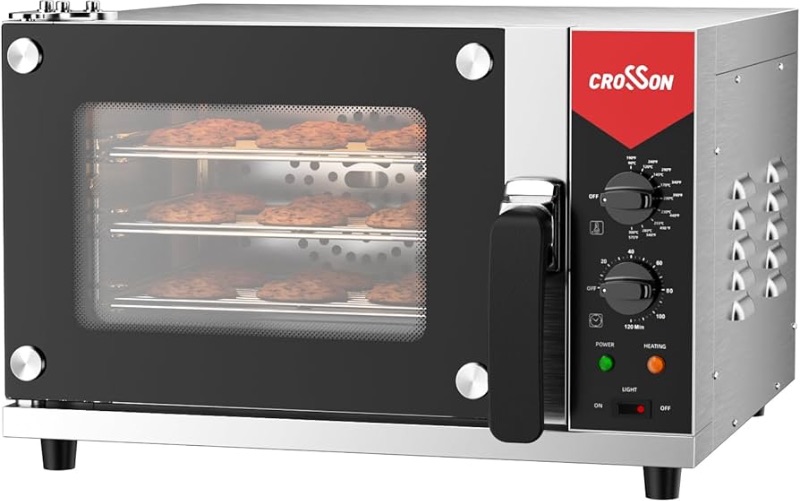 Photo 1 of CROSSON 23L Quarter-Size Convection Oven,3-Tier Commercial Toaster oven w/Front Glass Door,3 set of Wire Racks,120 Minutes Timer and Interior Light, 120V/1600W Countertop Conventional Oven