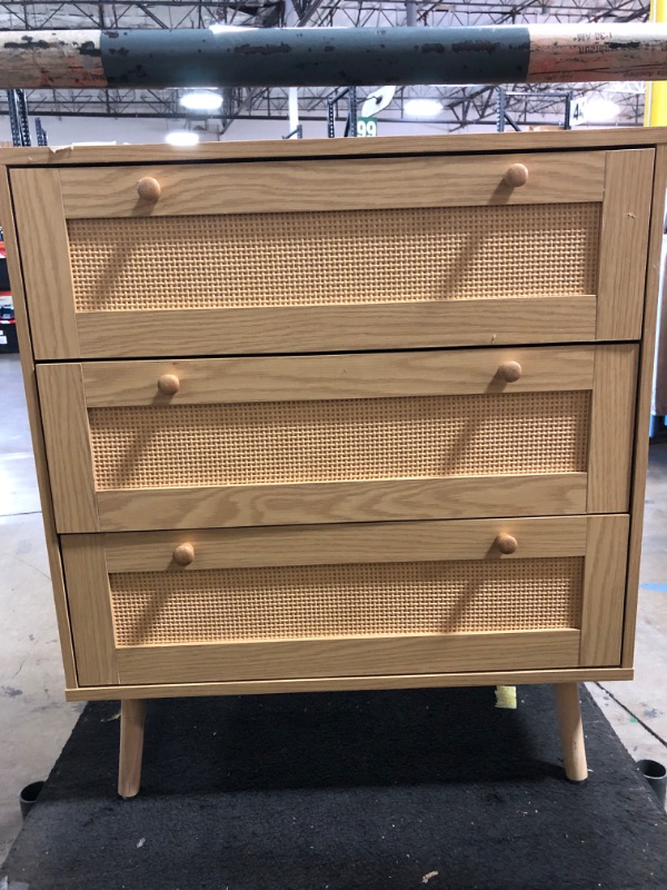 Photo 1 of Prepac Finnley 3-Drawer Nightstand in Natural Oak, Extra-Wide Bedside Table with Storage, Modern End Table for Home, Bedroom, 16" D x 31" W x 26.75" H