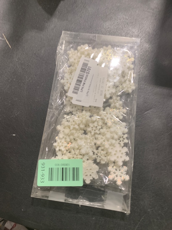 Photo 1 of 100Pcs Mini Snowflake Ornament Christmas Decorations- Glitter Resin White Snowflakes Christmas Craft Embellishment for DIY Craft Xmas Tree Winter Party Table Decor (2 Sizes)