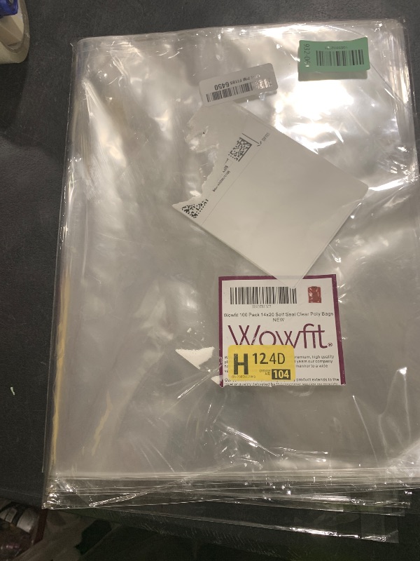 Photo 1 of Wowfit 100 Count 14x20 Inch Clear Cellophane Plastic Bags, Resealable Self-Sealing Cello Bags Great for Packaging Clothing, Shirts, Decorative Wrappers, Party Favors, Artwork and More