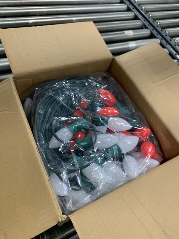 Photo 1 of Vintage C9 LED Christmas Lights Outdoor, 150 Feet C9 String Lights with 75 Shatterproof C9 Bulbs, Waterproof Connectable Christmas Tree Lights for Outside Roofline Patio Xmas Decor, Red & Warm White