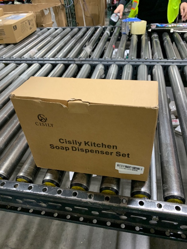 Photo 1 of Cisily Kitchen Soap Dispenser Set Comes with Ceramics Sponge Holder, Gold Pumps, and Instant Dry Tray, Hand and Dish Soap Dispenser Set Suitable for Kitchen Decor and Accessories