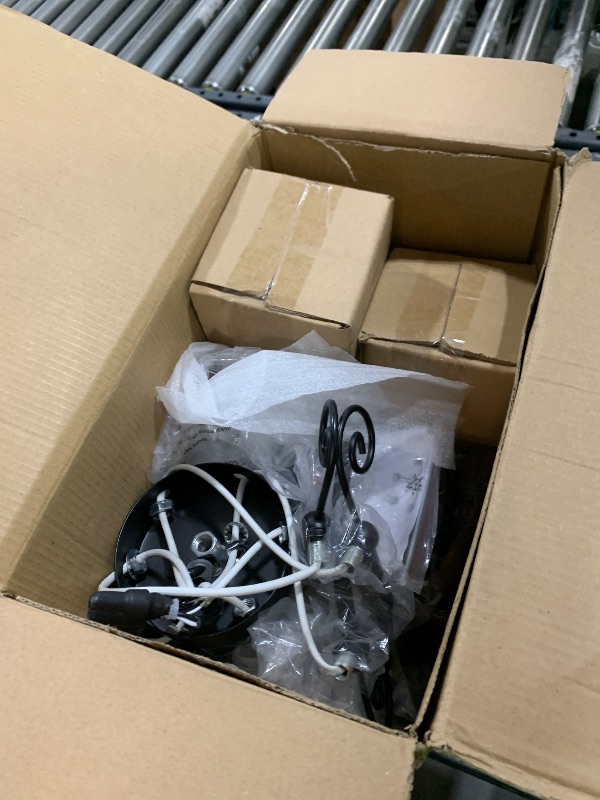 Photo 1 of 6-Light Farmhouse Candle Chandelier for Living Room, Rustic Industrial Pendant Ceiling Light fixture, Vintage Hanging Lamp for Bedroom Hallway Kitchen Dining Room Foyer, Matte Black E12 Socket