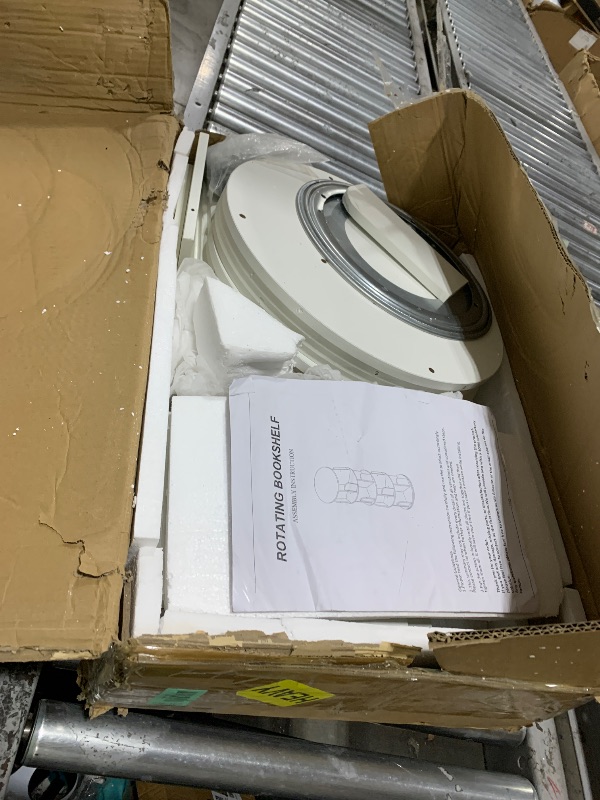 Photo 1 of Besiost Rotating Bookshelf, Wood Corner Bookshelf, 360 Display Spinning Bookcase Storage Rack, 4 Tier Floor Standing Revolving Bookcase Narrow Book Shelf Organizer for Small Space, Bedroom, White