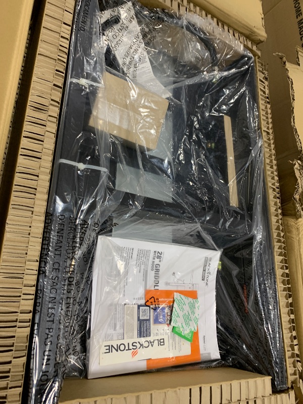 Photo 1 of BLACKSTONE 1883 Original 28” Griddle with Integrated Protective Hood and Counter Height Side Shelves, Powder Coated Steel, Black