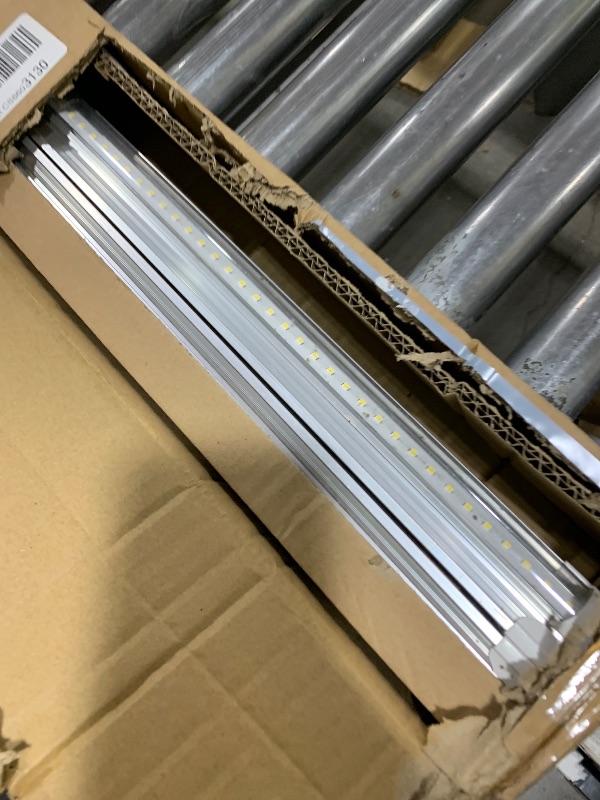 Photo 1 of Barrina 8FT LED Shop Lights Fixture, T8 72W 10000lm 5000K, Daylight White, Clear Cover, V Shape,Tube Light, Hight Output, Bulbs for Garage, Warehouse, Plug and Play, 6 Packs