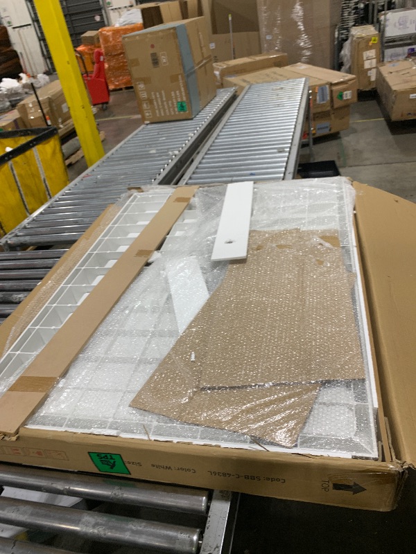 Photo 1 of Sunrosa Shower Base 48"×36"×4", Single Threshold Shower Bases with Left Drain, Rectangle Solid Surface White Shower Pan, Slip Resistant Textured Surface, Include Stainless Steel Chrome Cover