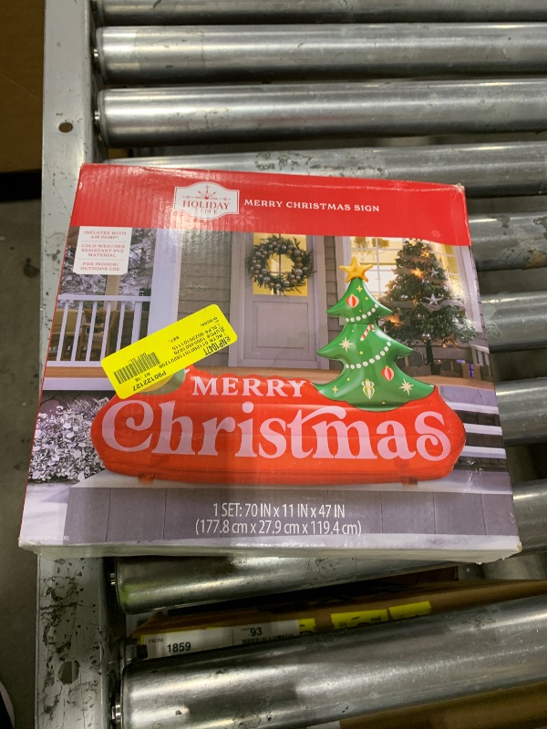 Photo 1 of 10FT Christmas Inflatable Outdoor Decorations, Christmas Tree Road Sign Pancake Man Inflatable Yard Decorations with LED Lights for Indoor and Outdoor Yard Garden Christmas Decorations
