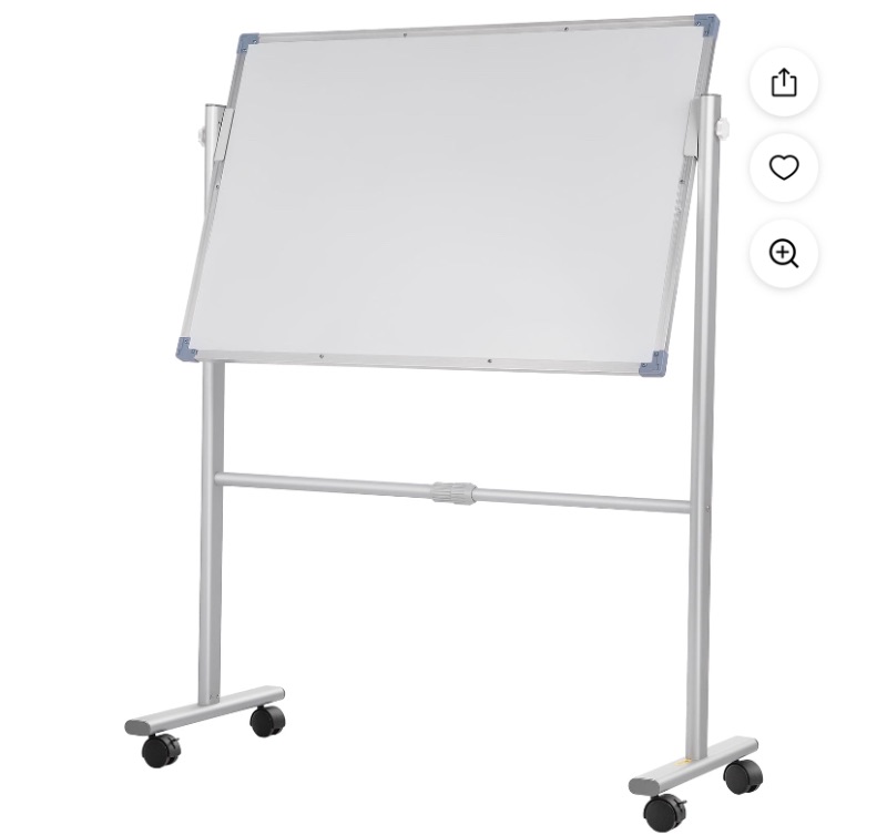 Photo 1 of VEVOR Mobile Magnetic Whiteboard Dry Erase Board w/ Stand 36" x 24" Double Sided with Height Adjustable Aluminum Frame and 360 Reversible Rolling Lockable Swivel Wheels for Office School Home