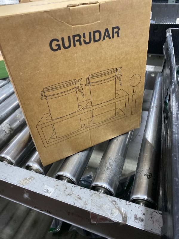 Photo 1 of GURUDAR Glass Coffee Storage Container with Bamboo Shelf, 2PCS 49oz Airtight Sealed Coffee Bean Jar with Clamp Lid & Measuring Spoon, Kitchen Pantry Canister Set for Ground Coffee Sugar Tea Flour