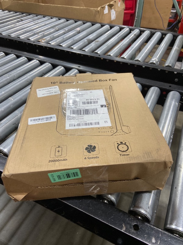 Photo 1 of 10Inch Portable Small Box Fan, 20000mAh Rechargeable Battery Operated, Max 55Hrs Cooling, 4 Speeds, 270° Pivoting, Cordless Square Table Fan with Timer for Window Bedroom Kitchen Office Power Outage