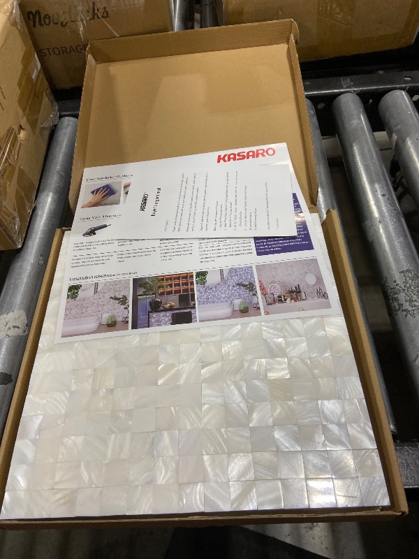 Photo 1 of KASARO Peel and Stick Backsplash Shell Tiles, Mother of Pearl Self Adhesive Wall Tiles for Bathroom Bedroom Decor, White, 10-Sheet