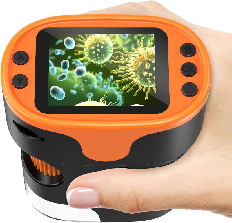 Photo 1 of 1000X Handheld Microscope for Kids 4K 2.0" Screen Rechargeable Mini Pocket Digital Microscopes w/Slides Kit Portable Edu Gift Age 4-6 8-12 Children Students