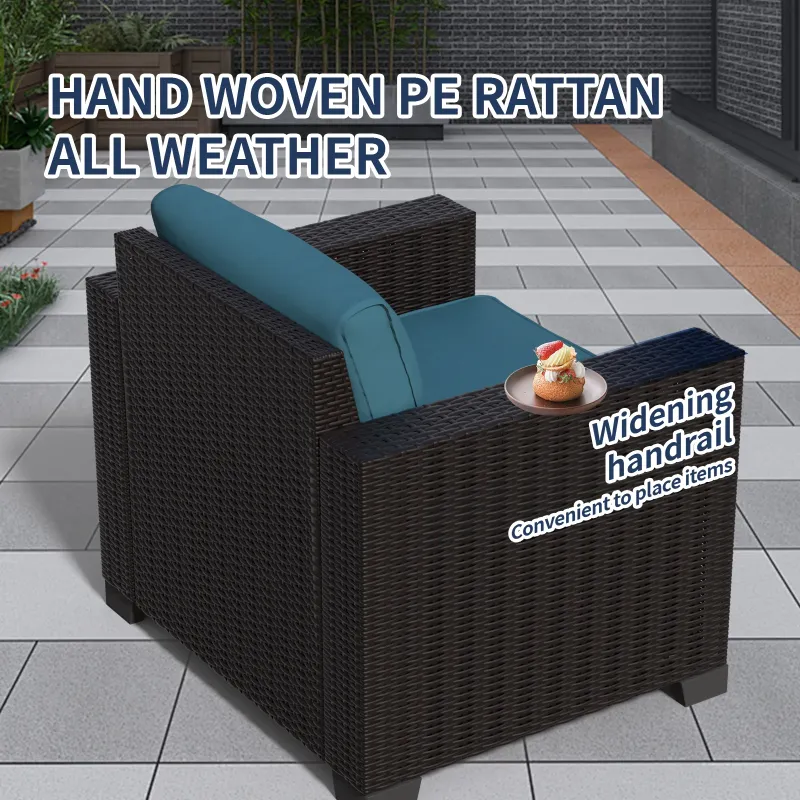 Photo 1 of ---------- PARTIAL SET ---------- Shintenchi 7 Pieces Outdoor Patio Sectional Sofa Couch, Wicker Furniture Patio Conversation Sets with Washable Cushions & Coffee Table for Garden, Poolside, Backyard