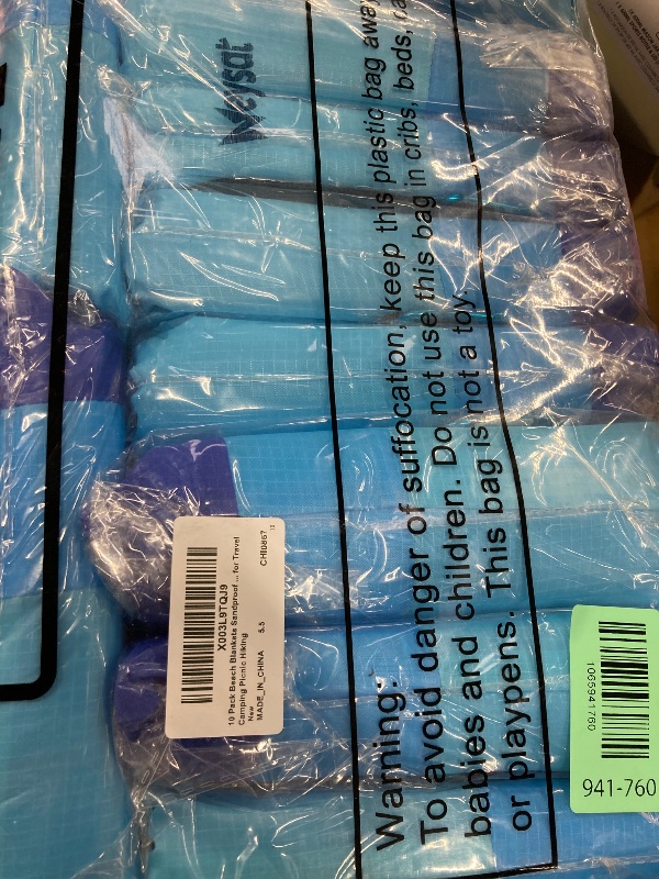Photo 1 of 10 Pack Beach Blankets Sandproof 78 x 82 Inch Bulk Large Waterproof Beach Mat for 1-6 Adults Oversized Sand Free Beach Blanket with Stakes Climbing Hook Storage Bags for Travel Camping Picnic Hiking